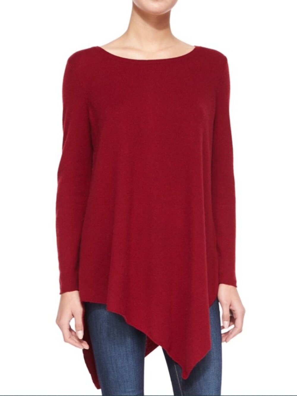 Joie Red 70% Wool 30% Cashmere Tambrel Asymmetrical Sweater